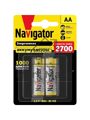 Аккумулятор Navigator NHR-2700-HR6-BP2, 1.2 В