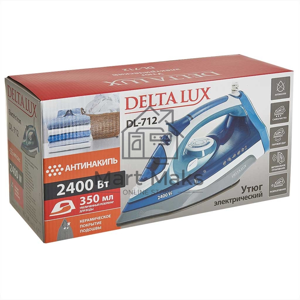 Утюг Delta LUX DL-712 белый с серо-голубым