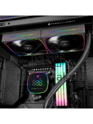 Система жидкостного охлаждения Thermalright Frozen Horizon 240 Digital (240мм, LED temp., Black, ARGB/Fans: 2x120мм, 68.9CFM, 28.2dBA, 2000RPM/Pump height 53.2мм, Rad thickness 27мм/S: 1700, 1200, 1851, 115X, AM5, AM4)