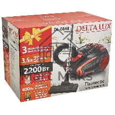 Пылесос Delta LUX DL-0848 черный/красный, 400/2200 Вт, уборка сухая, пылесборник мешок 3,5 л