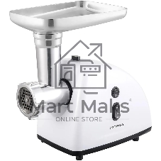 Мясорубка электрическая SUPRA MGS-1805T белый, 1800 Вт, 1.5 кг/мин, реверс, защита от перегрузки, металлический лоток, насадки - 5