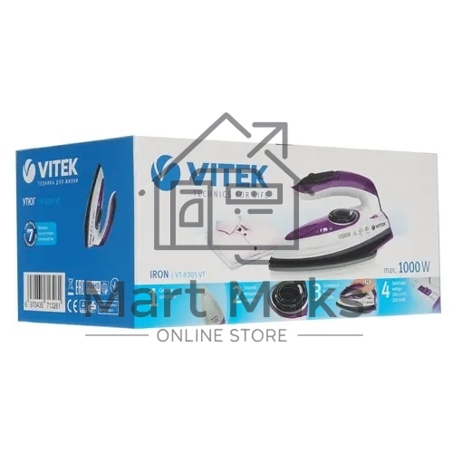 Утюг дорожный Vitek VT-8305 1000Вт белый/фиолетовый