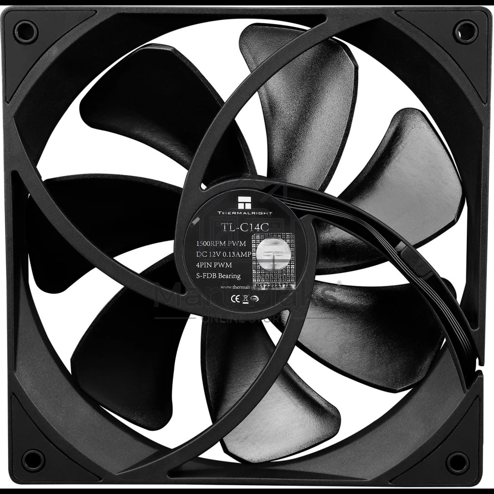 Кулер для корпуса Thermalright TL-C14C черный (140x140x25mm, 4-pin PWM, 75.8CFM, 26.4dBA, 1500RPM)
