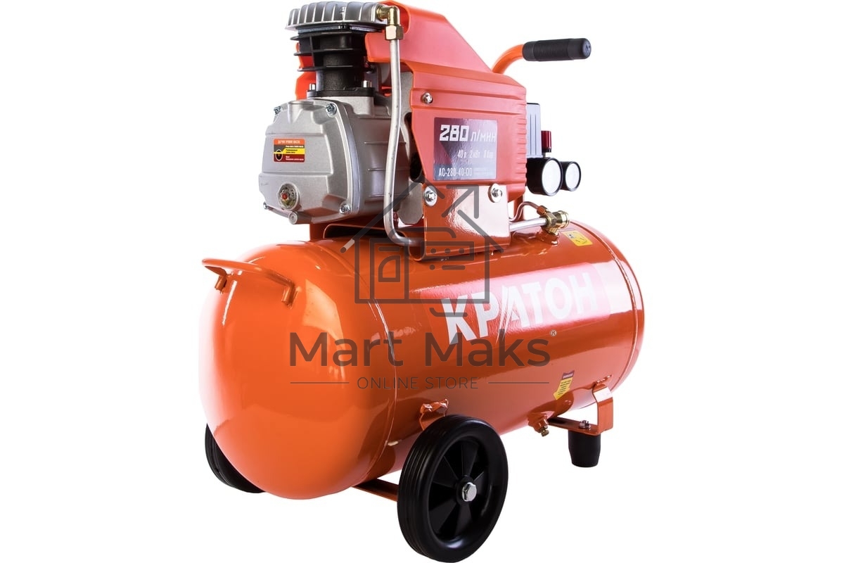 Компрессор КРАТОН AC-280-40-D Dпрямой 220В 2000Вт 280л/мин ресивер40л 32кг