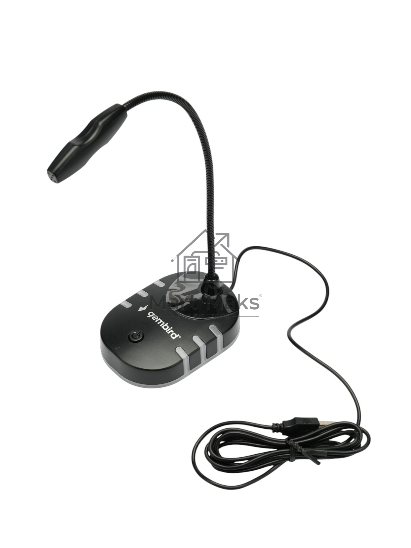Микрофон настольный конденсаторный Gembird M-05RGB, подсветка RGB, черный
