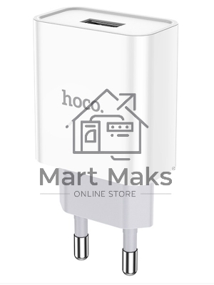 Блок питания (сетевой адаптер) HOCO C81A Asombroso single 1xUSB, 2.1A, 10W, белый