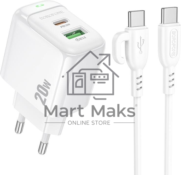 Сетевое зарядное устройство BOROFONE (6941991113864) BAS44Aaa 2USB 3.0A PD 20W+QC 3.0