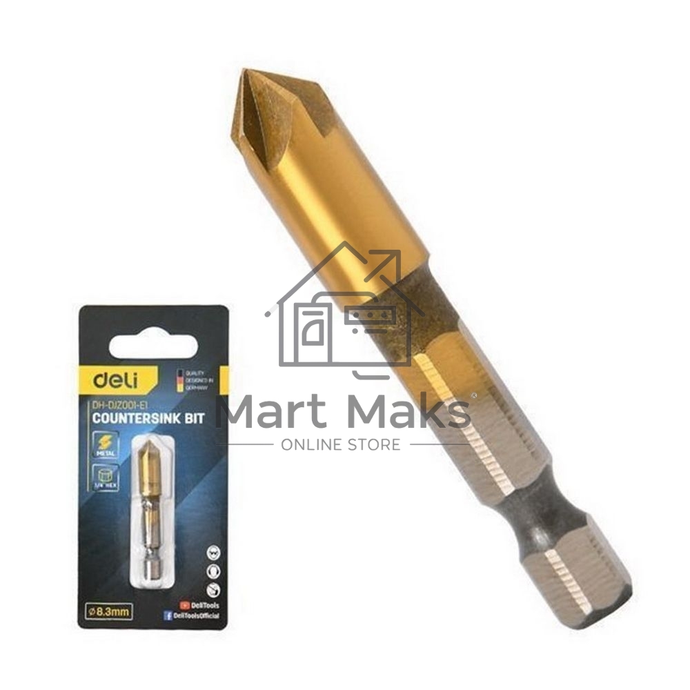 Зенковка конусная под М4 по металлу/дереву/пластику Deli DH-DJZ001-E1 8,3 мм, сталь HSS, угол заточки 90 град., шестигранный хвостовик