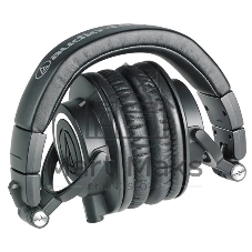 Гарнитура проводная AUDIO-TECHNICA ATH-M50X Black мониторные,закрытые,диаметр 45мм,част 15-28000Гц,макс. входн мощность 1600мВт,импеданс 38Ом,чувствительность 99дБ,два кабеля в комплекте: витой и прямой, черный