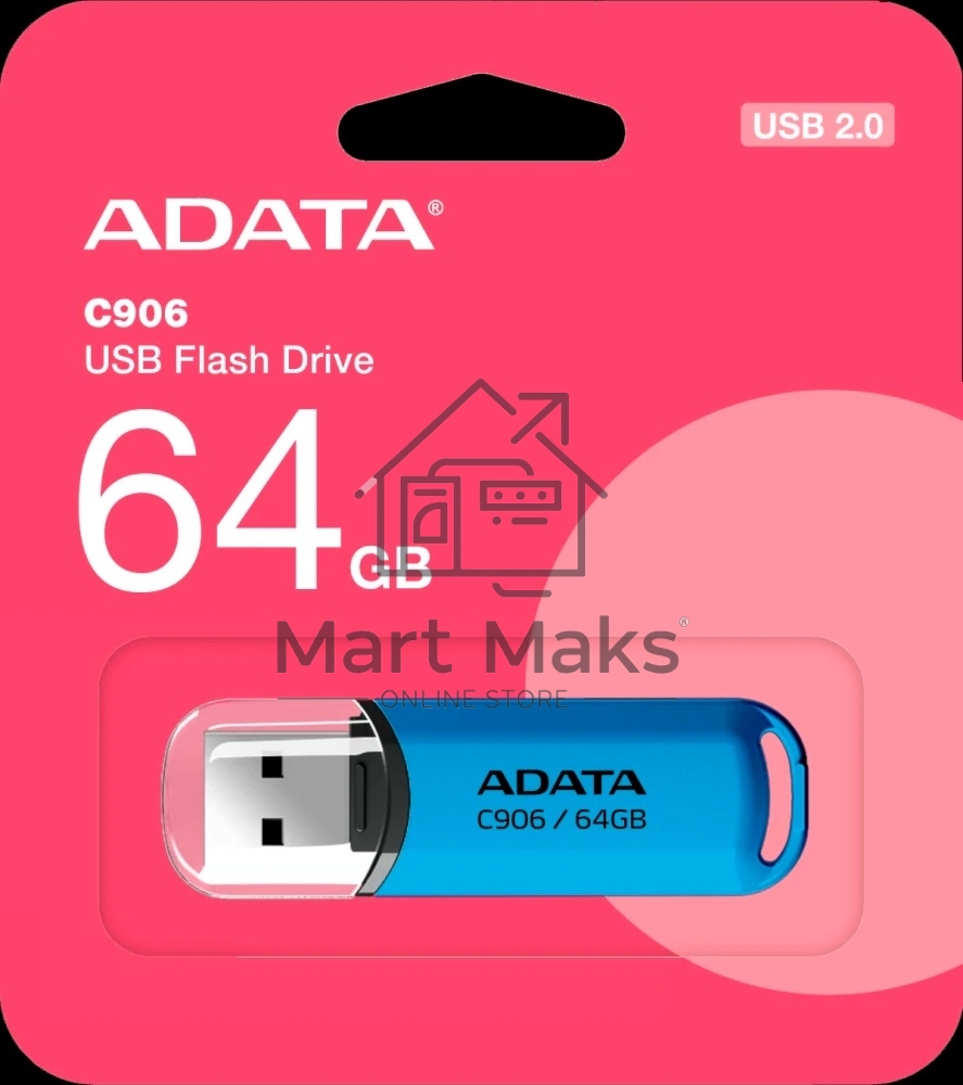Флешка USB ADATA Classic C906 (AC906-64G-RWB), 64Gb, USB 2.0, R/W 15/5, синий