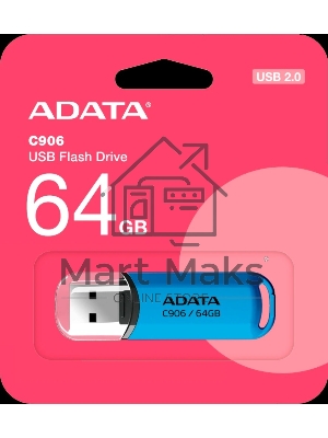 Флешка USB ADATA Classic C906 (AC906-64G-RWB), 64Gb, USB 2.0, R/W 15/5, синий