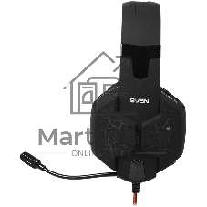 Гарнитура проводная игровая с микрофоном SVEN AP-U988MV, черный-красный (USB, LED, 7.1)