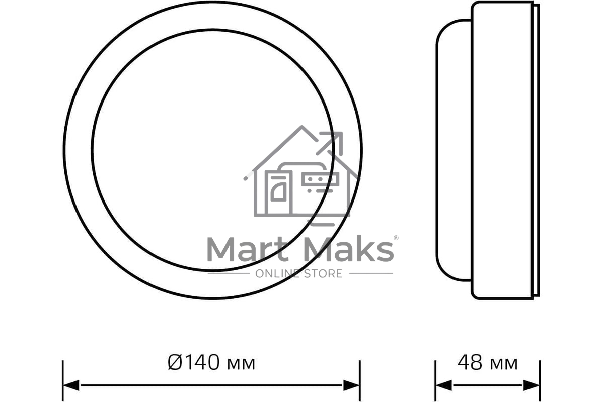 Светильник светодиодный GAUSS ECO IP65 D140*51 8W 680lm 4000K ЖКХ круглый с оптико-акустическ. сенс.