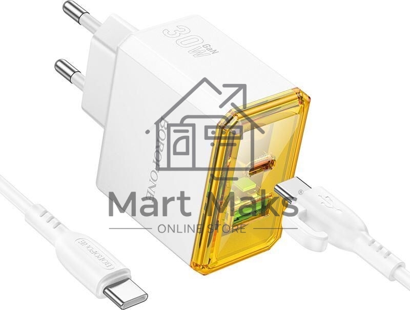 Сетевое зарядное устройство BOROFONE (6941991110696) BAS32A 1USB+1Type-C 3.0A QC3.0 PD 30W, белый