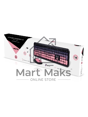 Комплект клавиатура+мышь Smartbuy 666395AG беспроводной, USB, 1000 DPI, чёрно-розовый