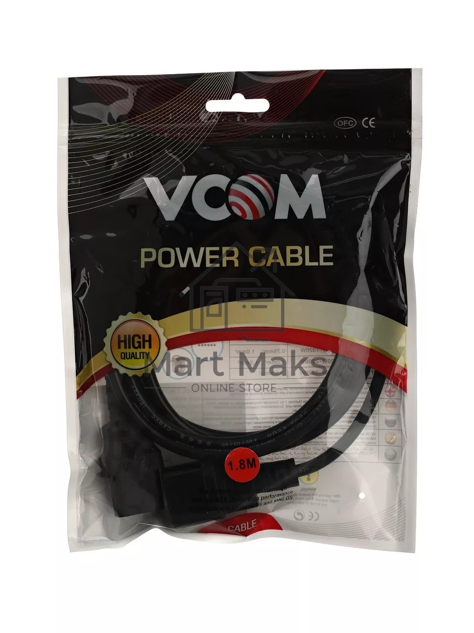 Кабель монитор - компьютер 220V (UPS -> устройство) VCOM 3G*0.5mm (CE001-CU)1.8м