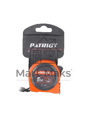Рулетка PATRIOT MTP-5-19, магнит, 2сторон.зацеп, антиблик.нейлон.покрытие, крупн.шрифт, двусторон.белая лента, 5м*19 мм