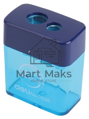 Точилка для карандашей ручная Deli E0526, 2 отверстия, пластик, ассорти блистер