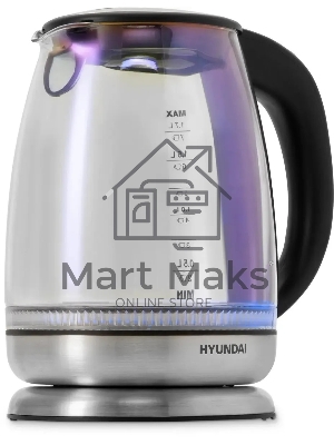 Чайник электрический Hyundai HYK-G8800 1.7л. 2200Вт черный/серебристый корпус: стекло
