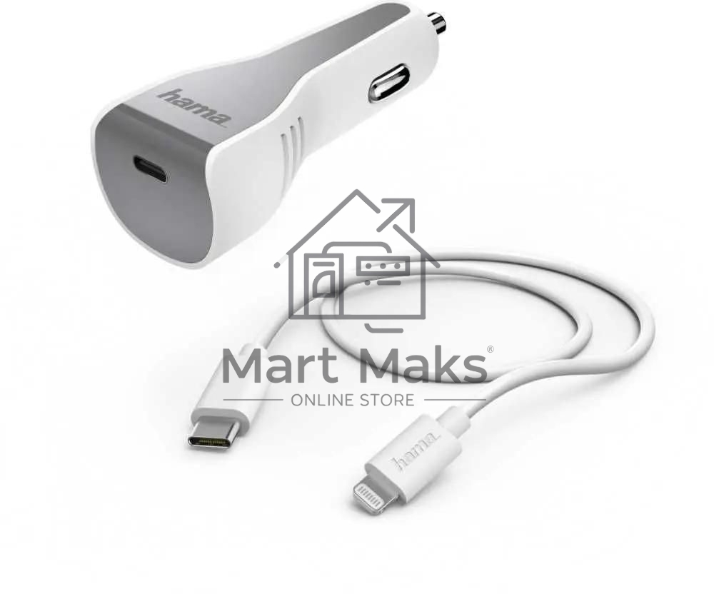 Комплект зарядное устройство Hama H-183317 3A PD для Apple кабель Apple Lightning/Type-C белый