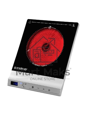 Плитка электрическая со стеклокерамической поверхностью Endever Skyline DP-71, черный/серебристый, мощность 2000 Вт, 10 уровней мощности, 5 шт/уп