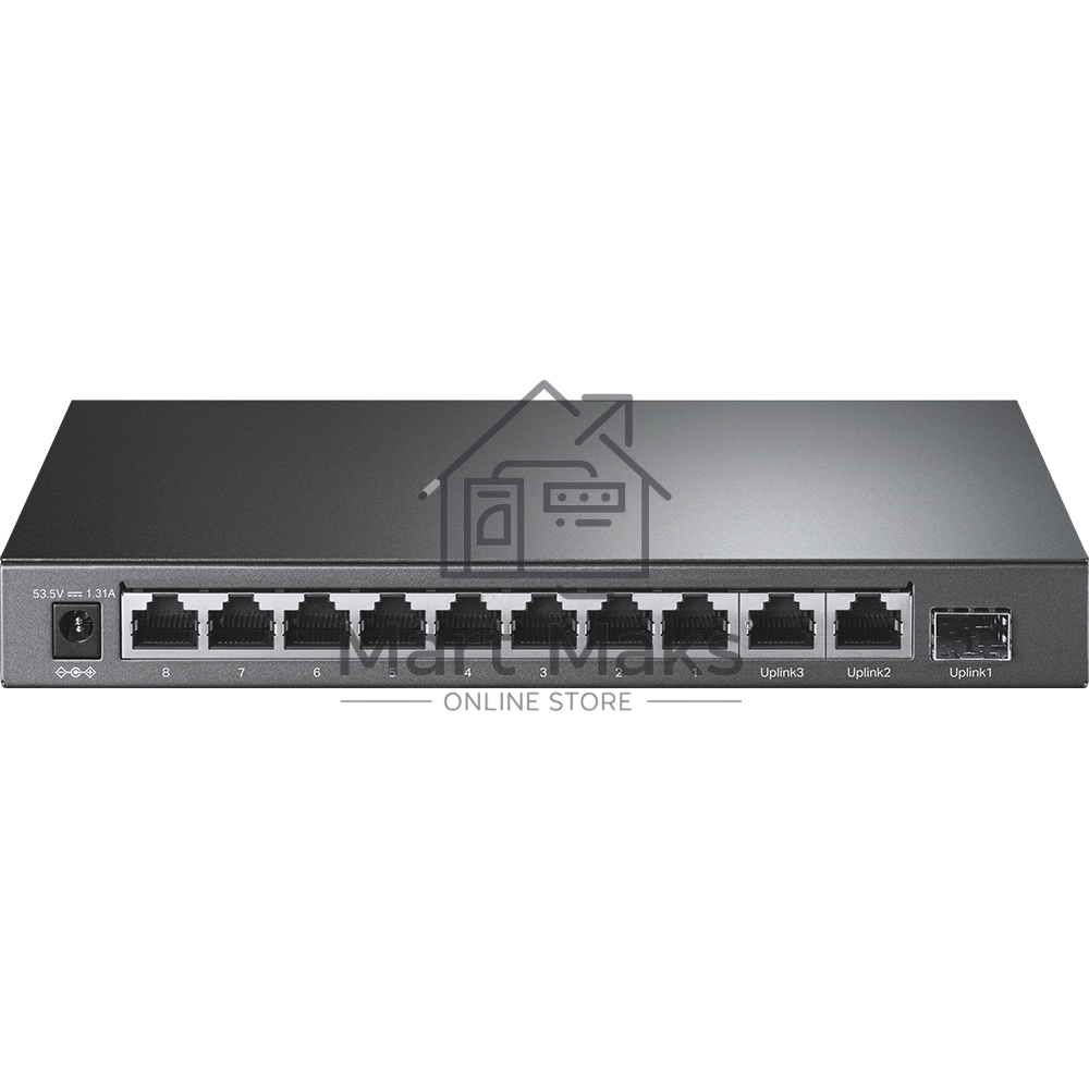 Настольный коммутатор TP-Link TL-SL1311P, 8 портов 10/100 Мбит/с с поддержкой PoE+, 2 гигабитных порта без поддержки PoE, 1 порт SFP, 802.3af/at, бюджет PoE — 65 Вт, стальной корпус