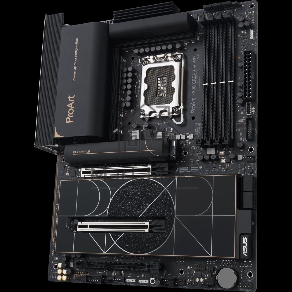 Материнская плата ASUS ProArt Z890-CREATOR WIFI, LGA 1851, Intel Z890, 4xDDR5, 4xSATA, 5xM.2, 2xPCIe 5.0 x16, 1xPCIe 4.0 x16, 1xHDMI, 1xDP, 1x 10Gb LAN, 1x 2.5Gb LAN, 2xUSB-C 10Gbps, 6xUSB-A 10Gbps, 1xUSB-A 2.0, 7.1, ATX