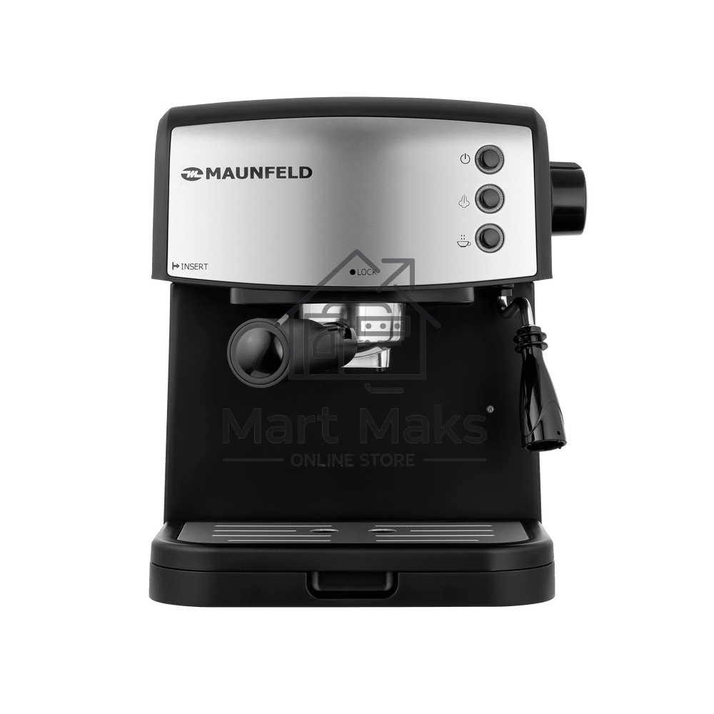 Кофеварка рожковая Maunfeld MF-734BK черный, исп. кофе - молотый/чалды, 1.5 л, 850 Вт, 15 Бар