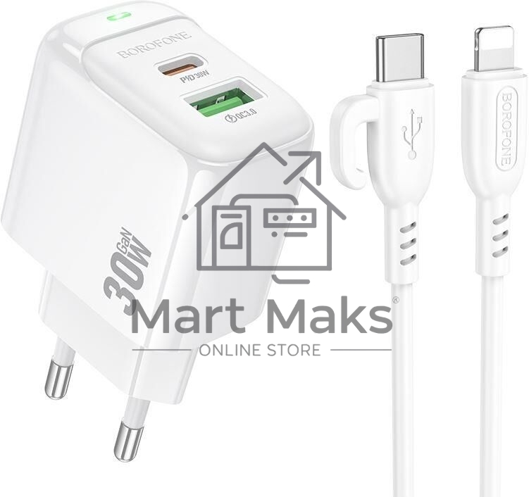 Сетевое зарядное устройство BOROFONE (6941991113888) BAS45Aai 2USB 3.0A PD 30W QC3.0