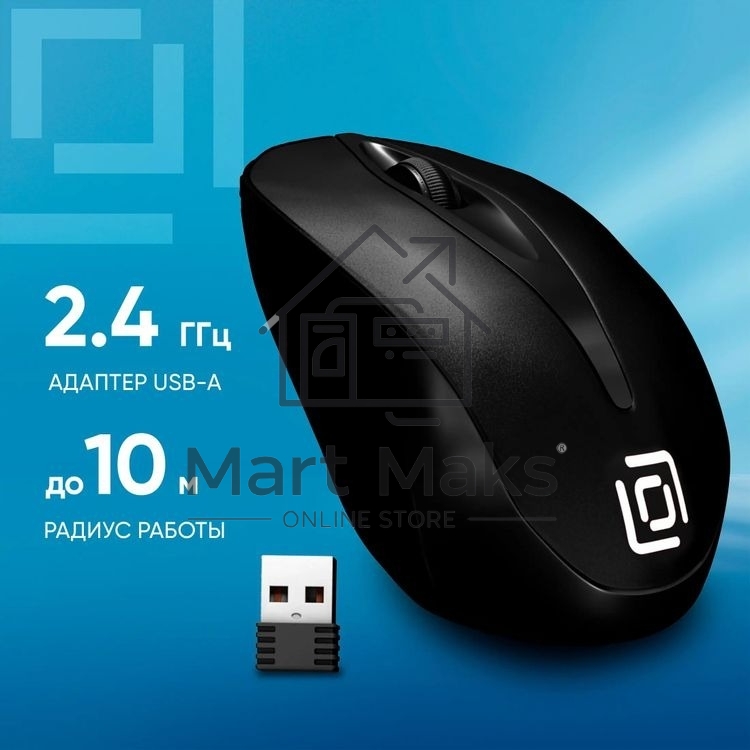 Мышь беспроводная Oklick 675MW черный, 800 dpi, радиоканал, USB, кнопки - 3