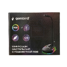 Микрофон настольный конденсаторный Gembird M-05RGB, подсветка RGB, черный