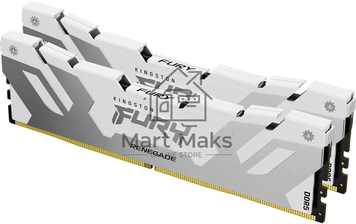 Оперативная память Kingston Fury Renegade, DDR5, 32GB (2x16GB), 7600MHz, CL38, DIMM, с радиаторами, белый/серебристый