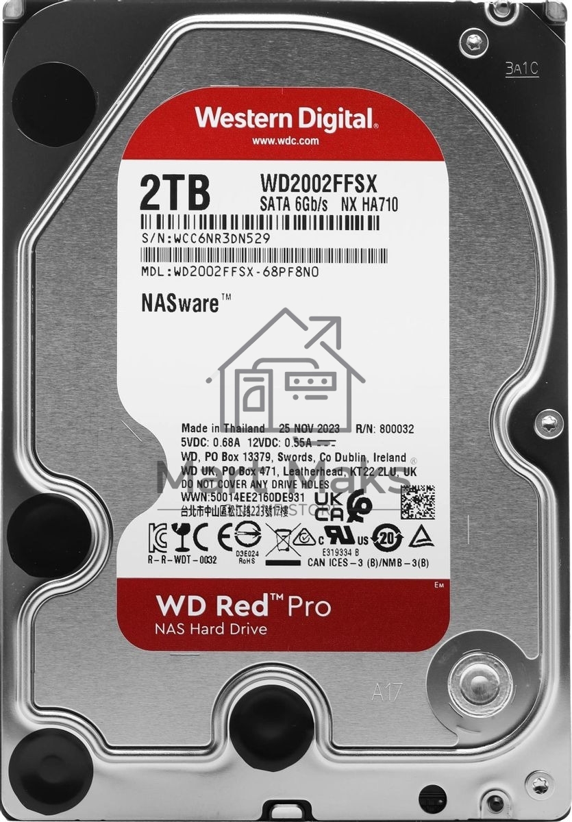 Жесткий диск WD Original SATA-III 2Tb WD2002FFSX NAS Red Pro (7200rpm) 64Mb 3.5