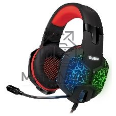 Гарнитура проводная игровая с микрофоном SVEN AP-U988MV, черный-красный (USB, LED, 7.1)