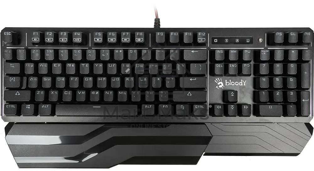 Клавиатура проводная A4 B975 механическая черный USB Gamer LED (подставка для запястий)