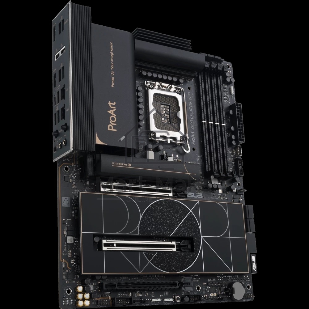 Материнская плата ASUS ProArt Z890-CREATOR WIFI, LGA 1851, Intel Z890, 4xDDR5, 4xSATA, 5xM.2, 2xPCIe 5.0 x16, 1xPCIe 4.0 x16, 1xHDMI, 1xDP, 1x 10Gb LAN, 1x 2.5Gb LAN, 2xUSB-C 10Gbps, 6xUSB-A 10Gbps, 1xUSB-A 2.0, 7.1, ATX