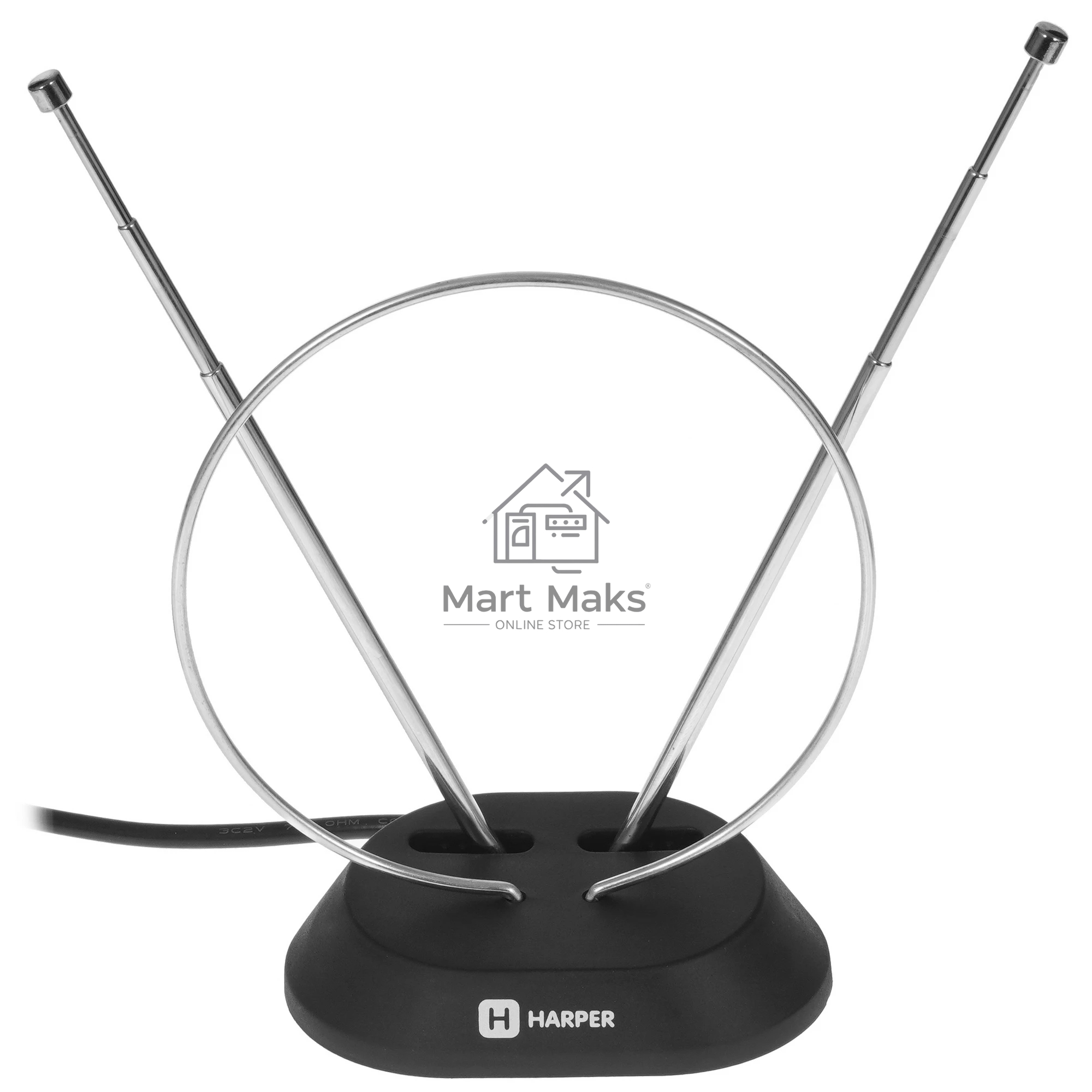 Телевизионная антенна Harper ADVB-2111 (комнатная, пассивная;DVB-T2; VHF / UHF (174–230 MHz, 470-862 MHz); 20 dB; 75; 3dB; 1 м)