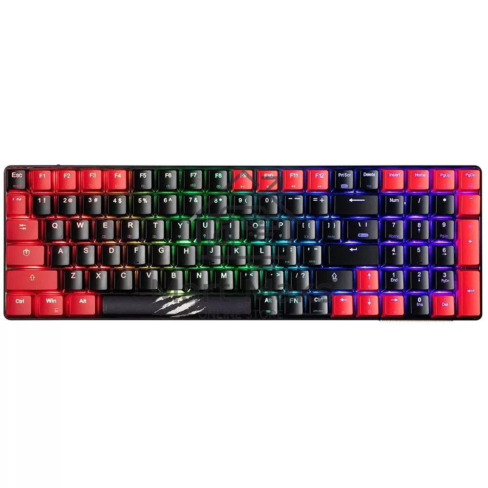 Игровая беспроводная клавиатура Mad Catz S.T.R.I.K.E. 11 US БЕЗ РУССКОЙ РАСКЛАДКИ чёрная (2.4 ГГц, Bluetooth, USB Type-C, Mad Catz RED Switch, 100 кл., RGB подсветка)