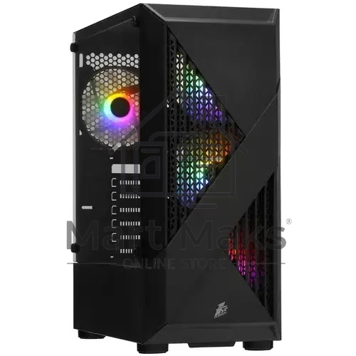 Компьютерный корпус 1STPLAYER FIREROSE F3-A черный ATX, TG 4x120мм LED fans inc. F3-A-BK-4F1