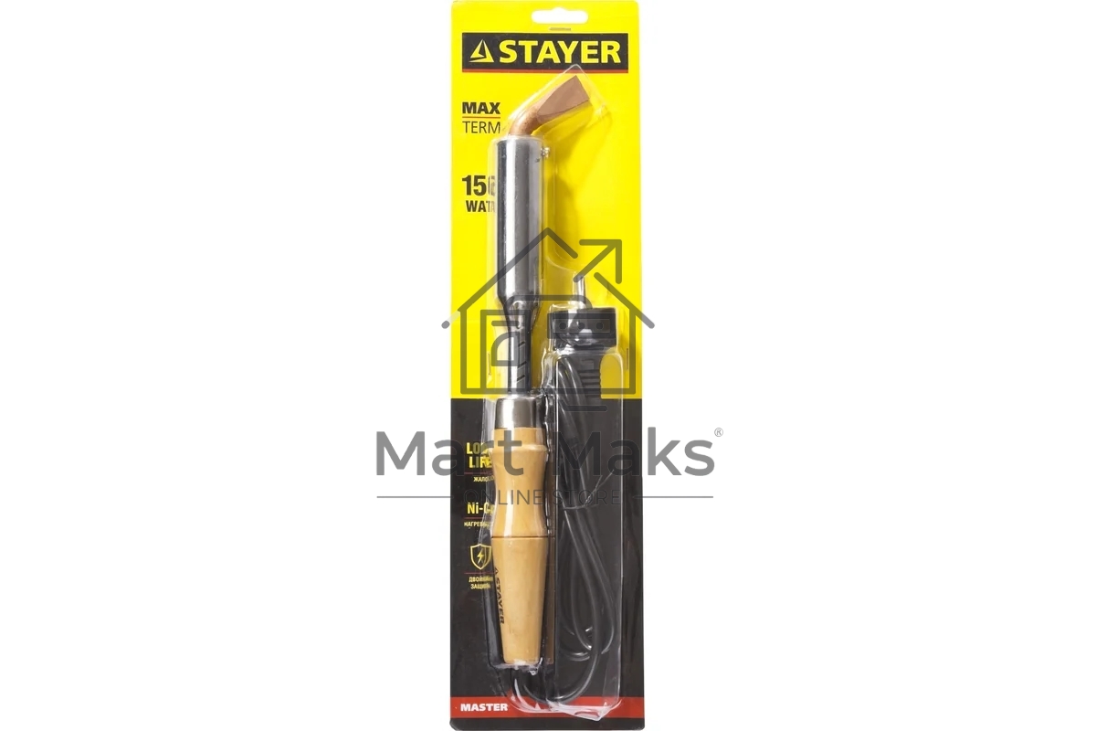 Паяльник STAYER 55311-150 master с деревянной рукояткой и долговечным жалом 150Вт клин