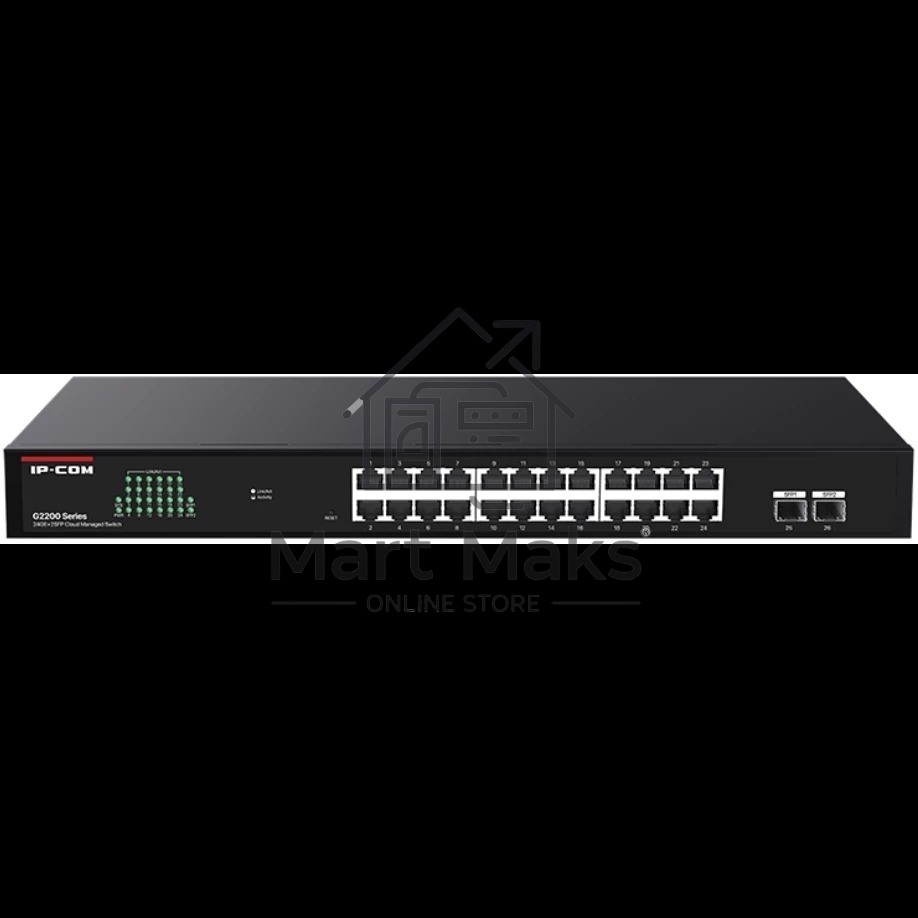 Коммутатор управляемый IP-COM G2226F, 24x1 Гбит/с, SFP 2x1 Гбит/с, черный