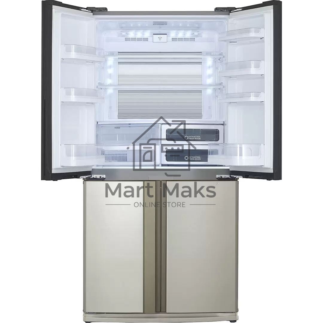 Холодильник Sharp SJ-EX93PBE бежевый трёхкамерный 345/211 л морозилка снизу Side by Side