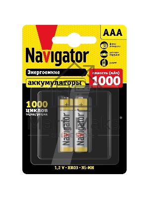 Аккумулятор Navigator NHR-1000-HR03-BP2 (блист.2шт) Аккумулятор Navigator NHR-1000-HR03-BP2 (блист.2шт)