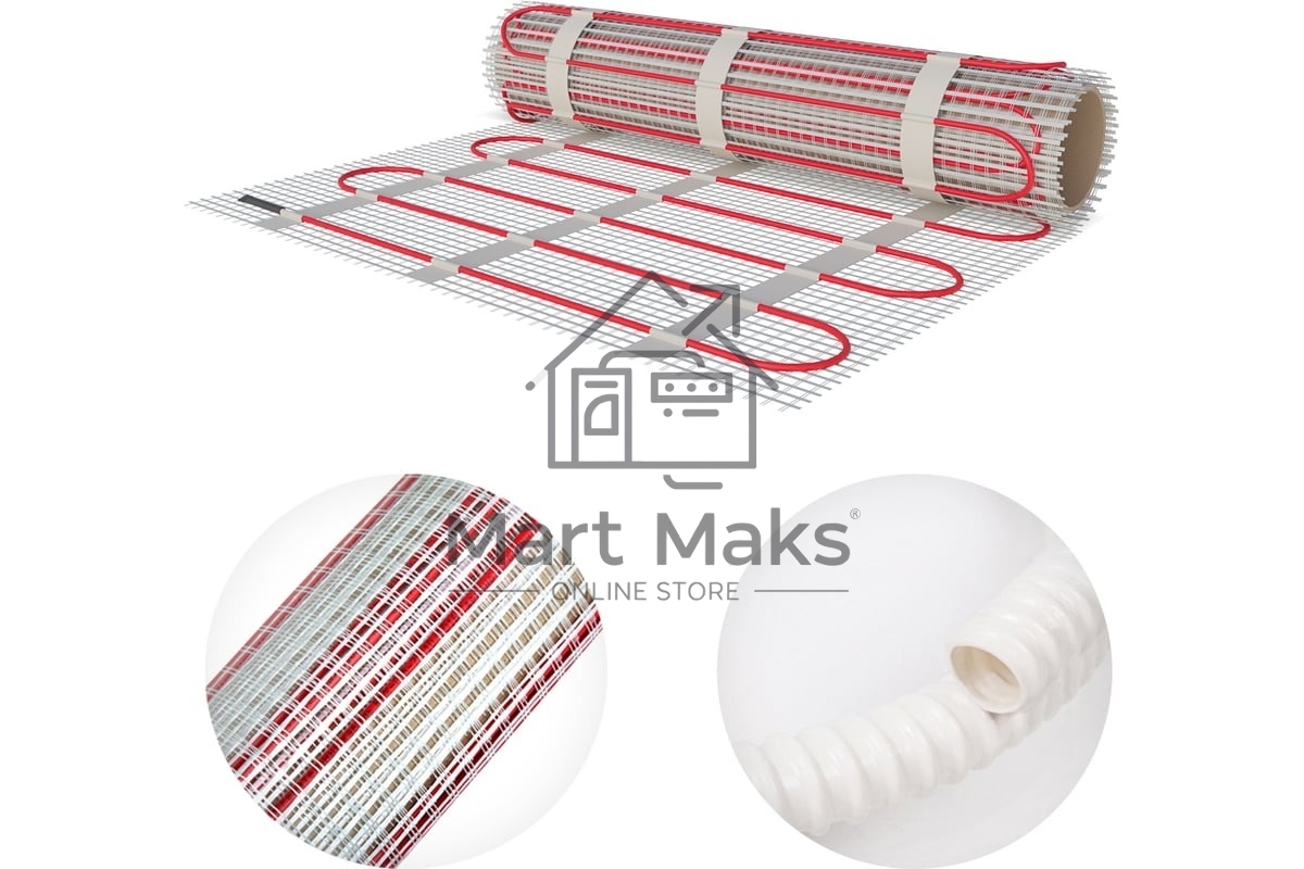 Теплый пол (нагревательный мат) Rexant Classic RNX -1,0-150 (площадь 1,0 м2 (0,5 х 2,0 м)), 150 Вт, двухжильный с экраном