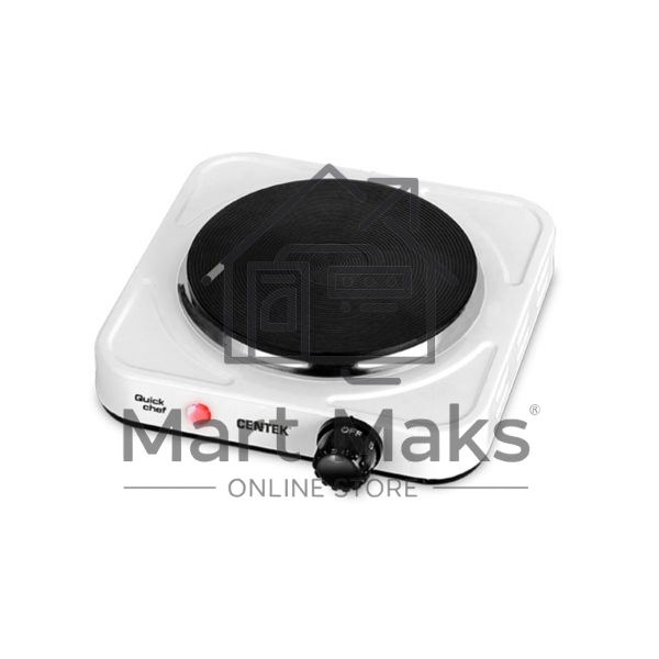 Плита настольная электрическая Centek CT-1506 белый, 1 кВт, ТЭН, конфорки - 1, эмаль, поворотные переключатели