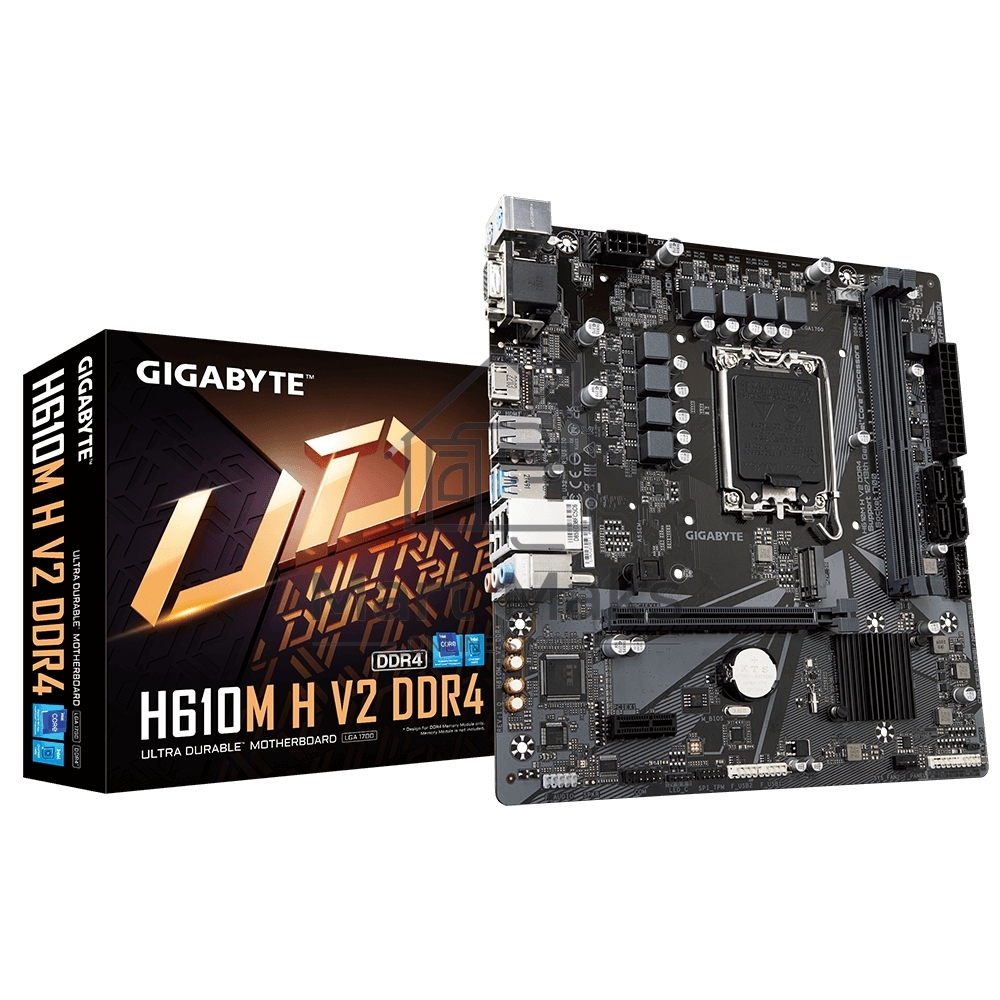 Материнская плата Gigabyte H610M H V2, LGA 1700, Intel H610, 2xDDR5, 4xSATA, 1xM.2, 1xPCIe 4.0 x16, 1xPCIe x1, 1xHDMI, 1xVGA, 1x 1Gb LAN, 2xUSB-A 3.2 Gen 1, 4xUSB-A 2.0, 3x 3.5 мм, 7.1, mATX