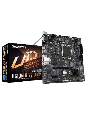 Материнская плата Gigabyte H610M H V2, LGA 1700, Intel H610, 2xDDR5, 4xSATA, 1xM.2, 1xPCIe 4.0 x16, 1xPCIe x1, 1xHDMI, 1xVGA, 1x 1Gb LAN, 2xUSB-A 3.2 Gen 1, 4xUSB-A 2.0, 3x 3.5 мм, 7.1, mATX
