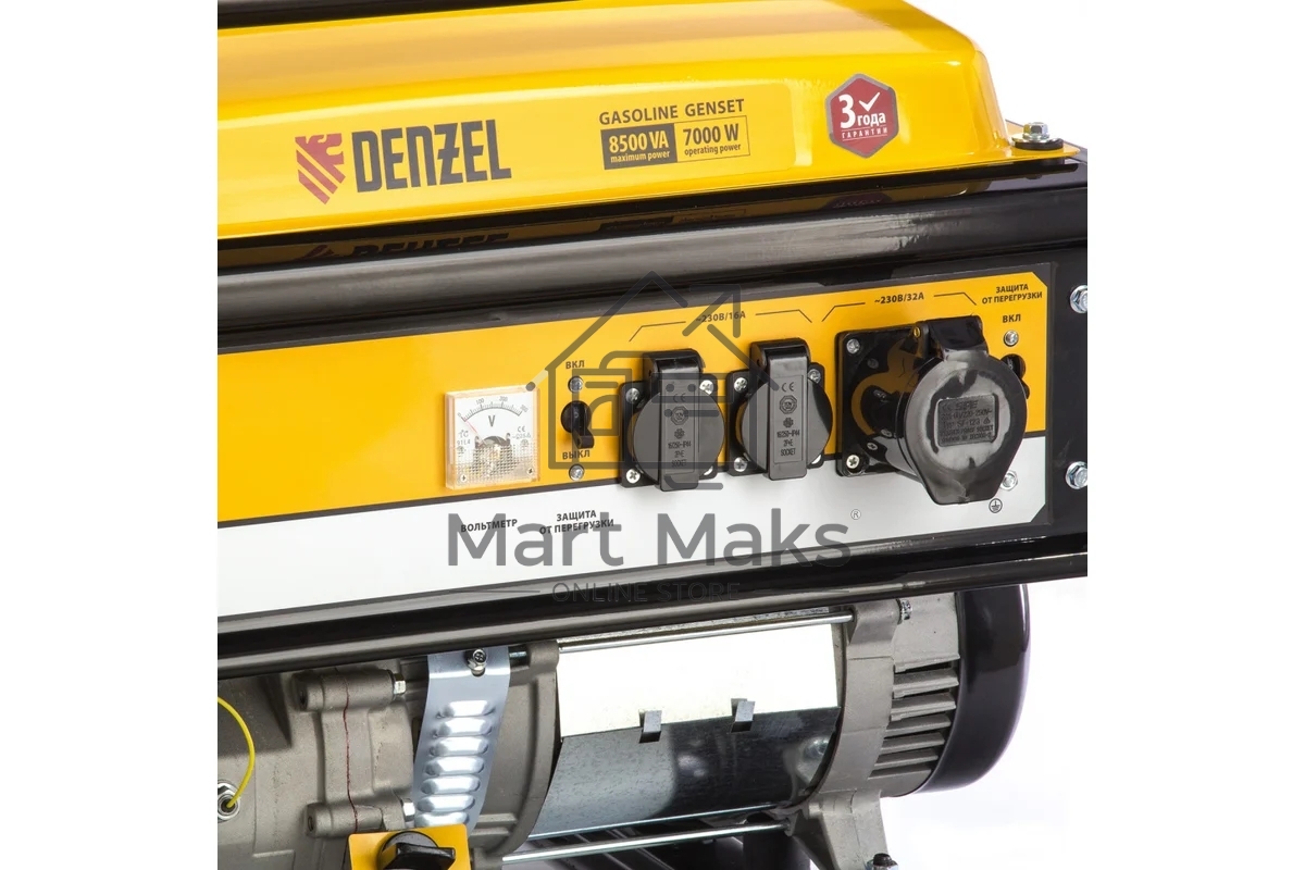 Электрогенератор бензиновый Denzel GE 8900, 8.5 кВт, 99 дБ, 86 кг