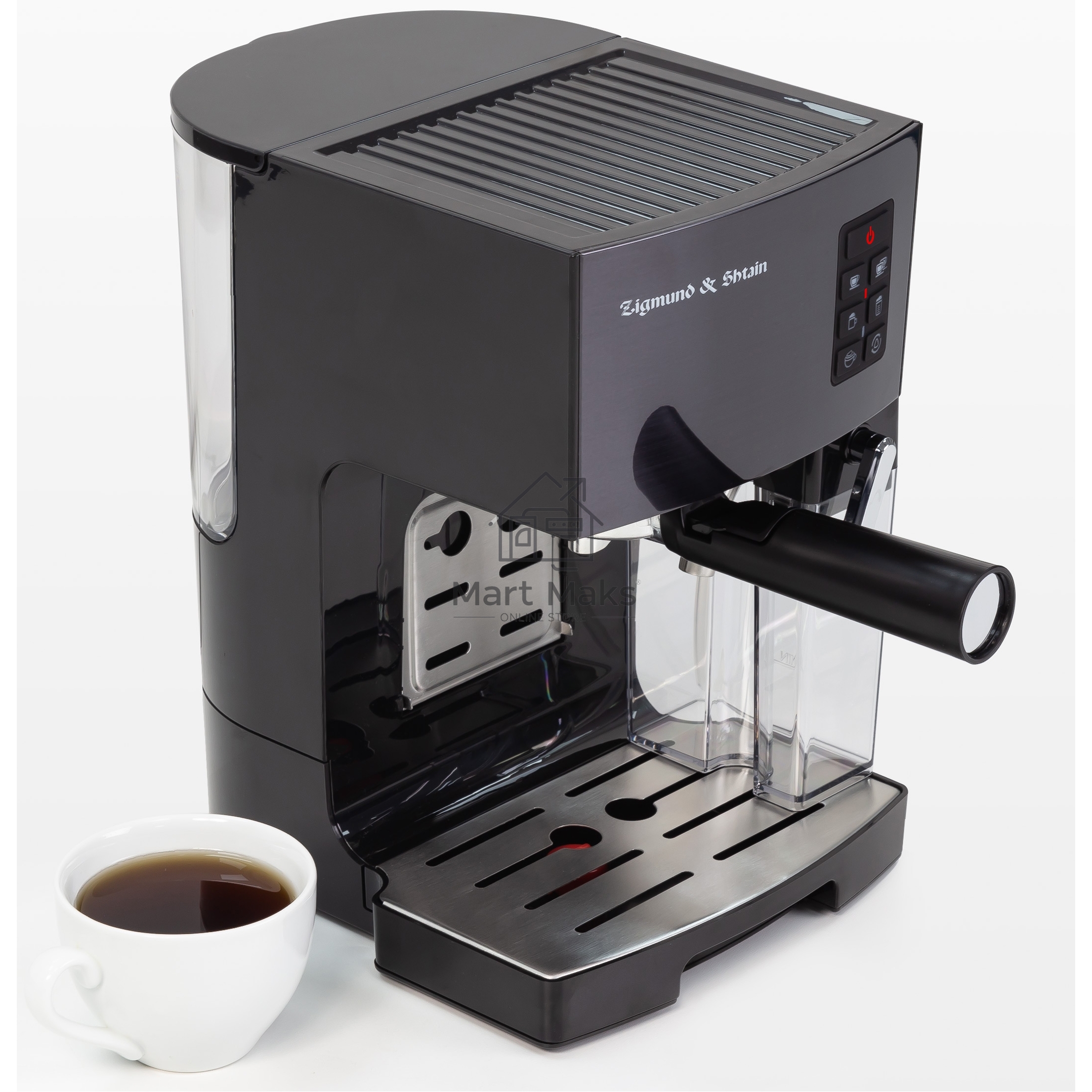 Кофеварка рожковая Zigmund & Shtain ZCM-889 черный, исп. кофе - молотый, 1.4 л, 1500 Вт. 20 Бар.
