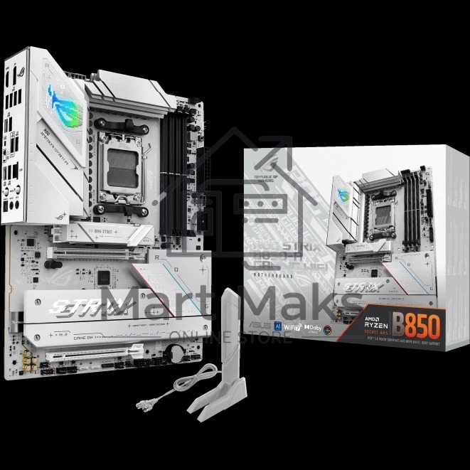 Материнская плата ASUS ROG STRIX B850-A GAMING WIFI, AM5, AMD B850, 4xDDR5, 2xSATA, 4xM.2, 1xPCIe 5.0 x16, 1xPCIe 4.0 x16, 1xPCIe x4, 1xDP, 1xHDMI, 1x2.5Gb LAN, 1xUSB-C 20Gbps, 1xUSB-C 10Gbps, 2xUSB-A 10Gbps, 4xUSB 5Gbps, 2xUSB-A 2.0, 3x3.5 мм, 7.1, ATX